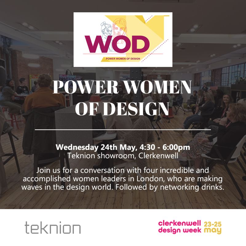 Social media graphic advertising one of WOD's events at Clerkenwell Design Week 2023.